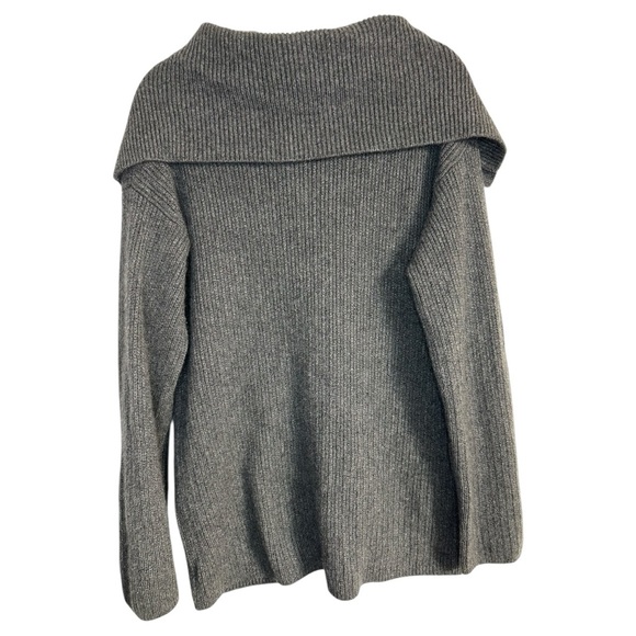 Forte Cashmere 100% Cashmere Gray Wide Lapel Buttoned Cardigan Sweater Lrg Flaw - Picture 2 of 6